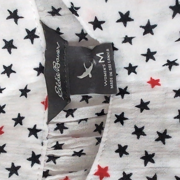 Eddie Bauer White Red Blue Star Print Tank Size Medium - Picture 2 of 4